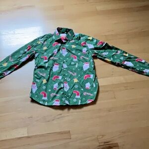 OppoSuits Green and Red Button Down Shirt with Playful Print